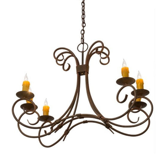 2nd Ave Lighting Elon 36" Long 6 Light Oblong Chandelier in Cortez Gold Finish