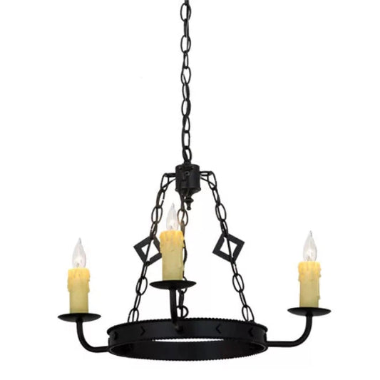 2nd Ave Lighting Elvita 24" 3-Light Blackwash Chandelier
