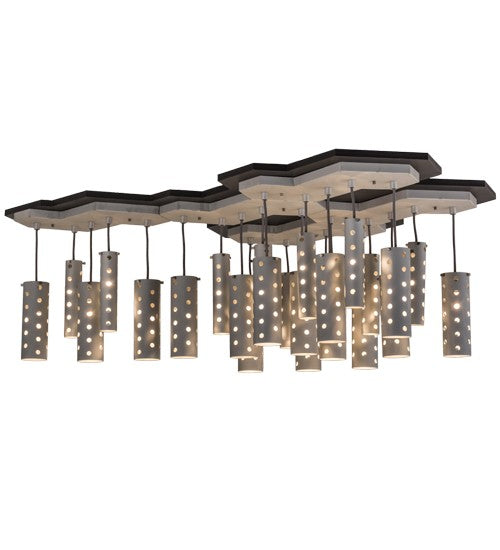 2nd Ave Lighting Emmentaler 57.5" Long 25 Light Oblong Pendant in Anodized Silver Finish