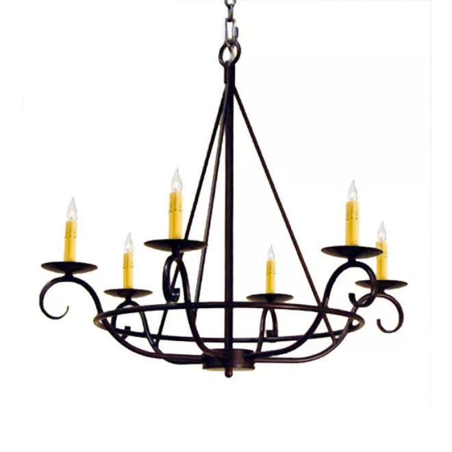 2nd Ave Lighting Estrella 32" 6-Light E12 Base Rustic Iron Chandelier