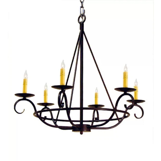 2nd Ave Lighting Estrella 32" 6-Light E12 Base Rustic Iron Chandelier