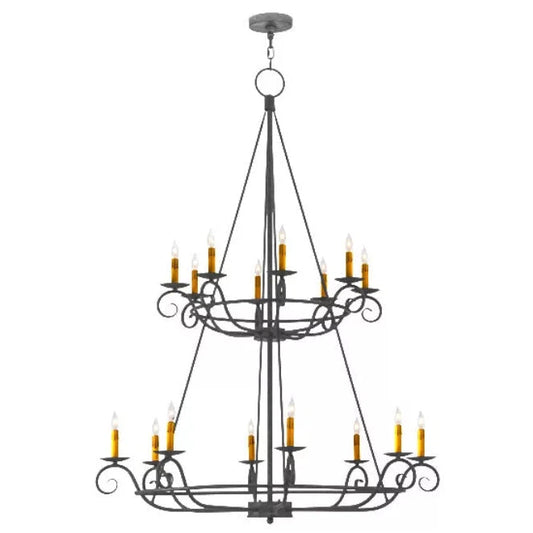 2nd Ave Lighting Estrella 45" 16-Light E12 Base Blackened Pewter Two Tier Chandelier