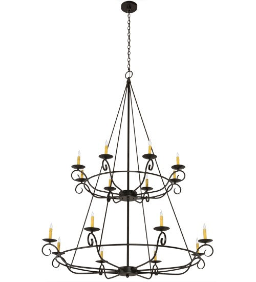 2nd Ave Lighting Estrella 54" Wide Two Tier 16 Light Chandelier in Textured Black Finish