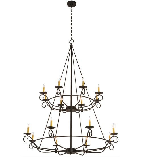 2nd Ave Lighting Estrella 54" Wide Two Tier 16 Light Chandelier in Textured Black Finish
