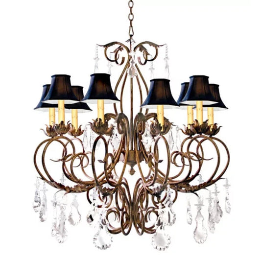 2nd Ave Lighting Felicia 42" W 10-Light Black Textrene Shade Autumn Leaf Chandelier