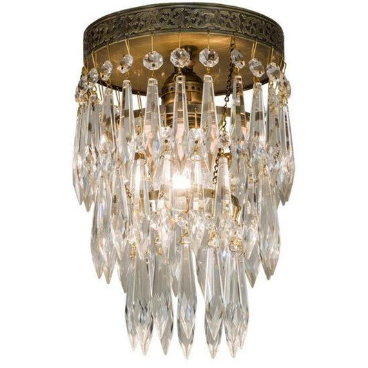 2nd Ave Lighting Finnimore 6" Crystal Flushmount in Antique Brass Finish
