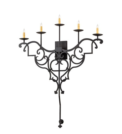 2nd Ave Lighting Fleur De Lys 36" Wall Sconce in Costello Black
