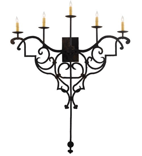2nd Ave Lighting Fleur De Lys 36" Wide 5 LT Wall Sconce in Distressed Costello Black Finish