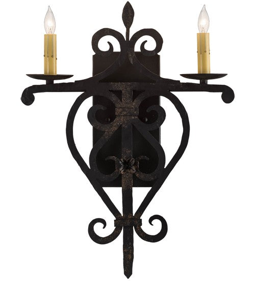 2nd Ave Lighting Fleur de Lys 15" Wide 2 LT Wall Sconce in Julio Distressed Finish