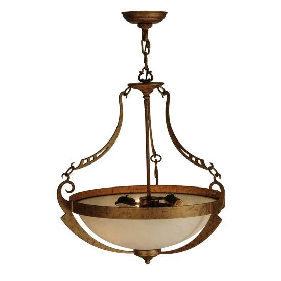 2nd Ave Lighting Focus 20" 3-Light E26 Base Crème Carrare Idalight Spanish Gold Pendant Light