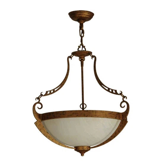 2nd Ave Lighting Focus 20" 3-Light E26 Base Crème Carrare Idalight Spanish Gold Pendant Light