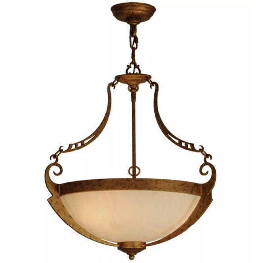 2nd Ave Lighting Focus 20" 3-Light E26 Base Crème Carrare Idalight Spanish Gold Pendant Light