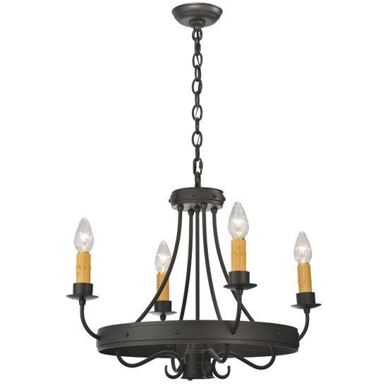 2nd Ave Lighting Franciscan 25" 4-Light Hand-Forged Wrought Iron Frame Gothic-Styled Chandelier