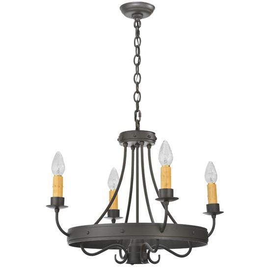 2nd Ave Lighting Franciscan 25" 4-Light Hand-Forged Wrought Iron Frame Gothic-Styled Chandelier