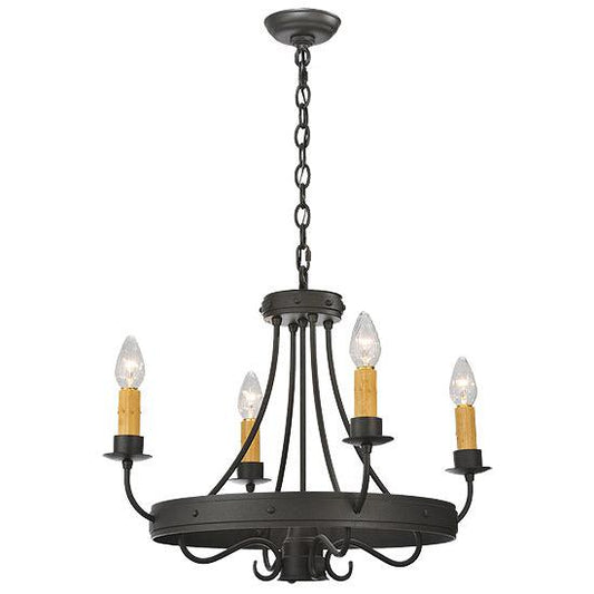 2nd Ave Lighting Franciscan 25" 4-Light Hand-Forged Wrought Iron Frame Gothic-Styled Chandelier