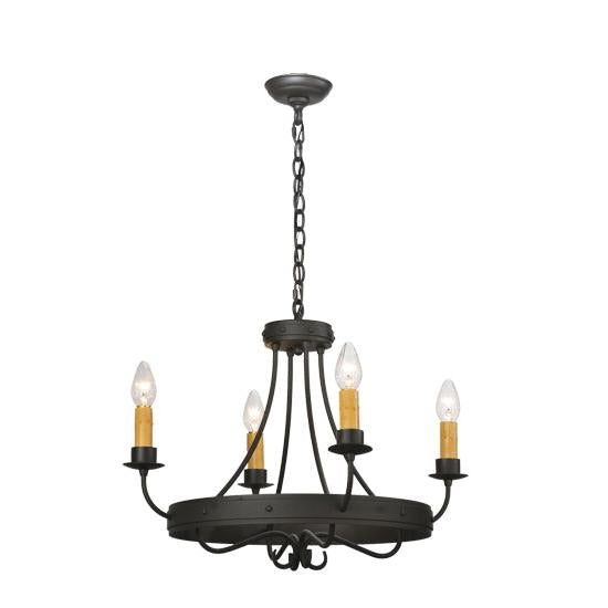 2nd Ave Lighting Franciscan 25" 4-Light Wrought Iron Gothic-Styled Chandelier