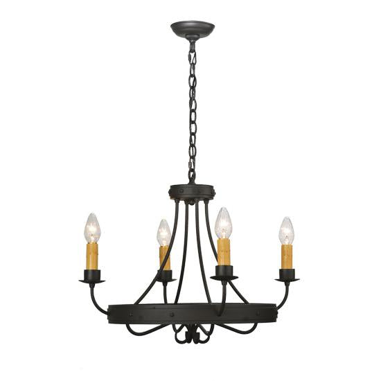 2nd Ave Lighting Franciscan 25" 4-Light Wrought Iron Gothic-Styled Chandelier