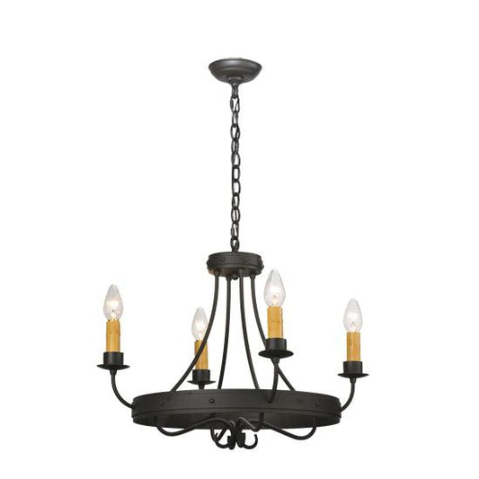 2nd Ave Lighting Franciscan 25" 4-Light Wrought Iron Gothic-Styled Chandelier