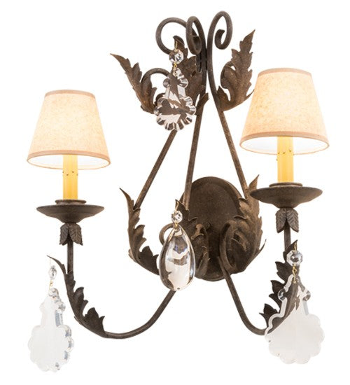 2nd Ave Lighting French Elegance 18" Wide 2 Light Wall Sconce in Antiquity Finish