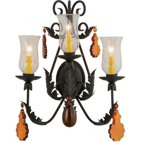 2nd Ave Lighting French Elegance 18" Wide 3 Light Wall Sconce in Chestnut Finish