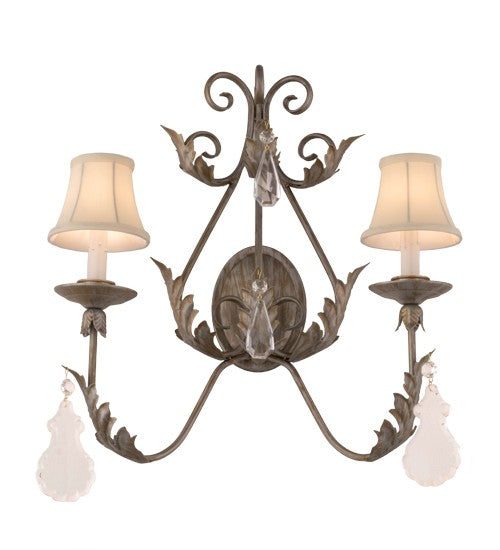 2nd Ave Lighting French Elegance 21" Wide 2 Light Wall Sconce in Antique Silver Finish
