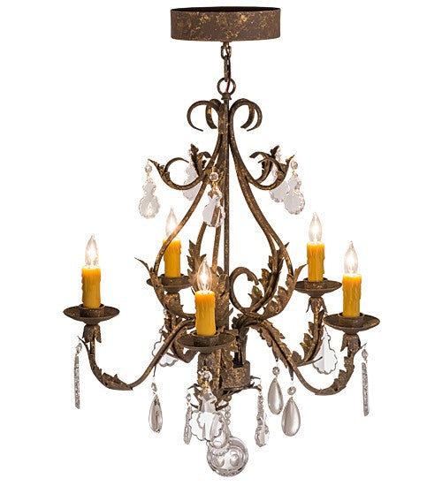 2nd Ave Lighting French Elegance 24" Wide 5 LT Chandelier in Pompeii Gold