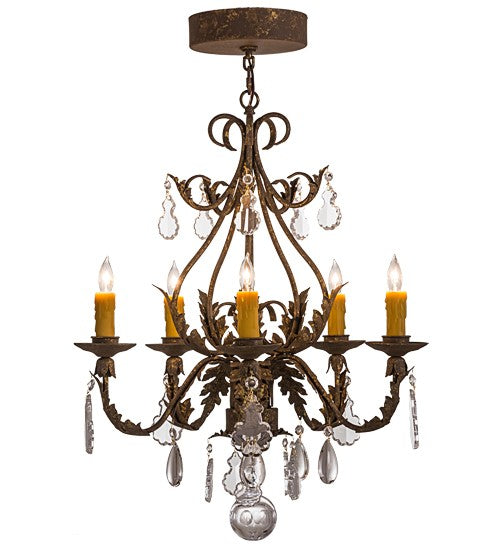 2nd Ave Lighting French Elegance 24" Wide 5 LT Chandelier in Pompeii Gold