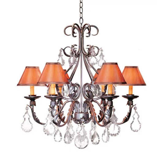 2nd Ave Lighting French Elegance 28" 6-Light Copper Colored Textrene Shades Bronze Chandelier
