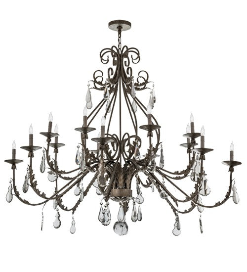 2nd Ave Lighting French Elegance 60" Wide 16 LT Chandelier in Antique Silver Finish