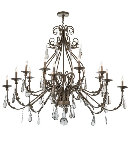 2nd Ave Lighting French Elegance 60" Wide 16 LT Chandelier in Antique Silver Finish