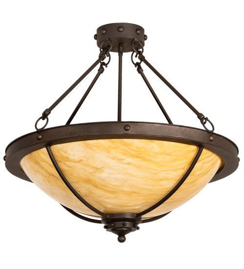 2nd Ave Lighting Freya 24" Wide Semi-Flushmount in Wrought Iron Finish