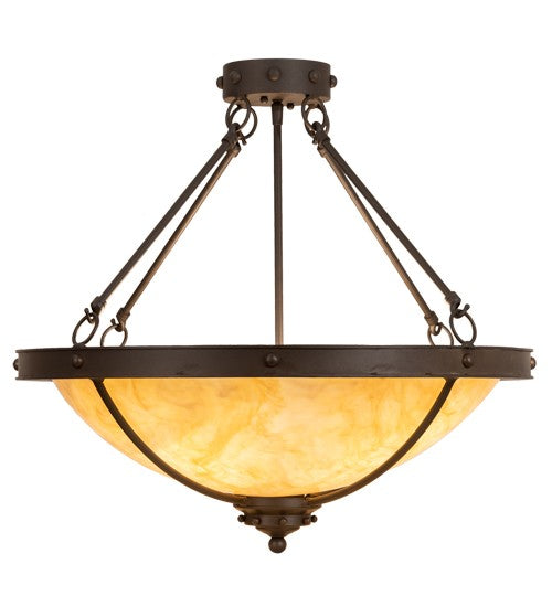 2nd Ave Lighting Freya 24" Wide Semi-Flushmount in Wrought Iron Finish