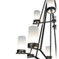 2nd Ave Lighting Galen 60" 12-Light 2-Tier Frosted Glass Shade Wrought Iron Steel Chandelier