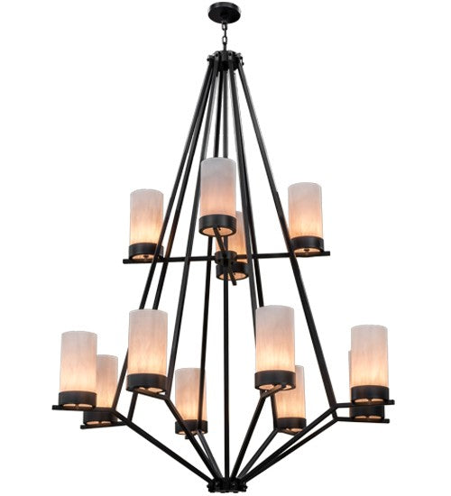 2nd Ave Lighting Galen 60" Wide Two Tier 12 LT Chandelier in Textured Black Finish