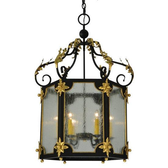 2nd Ave Lighting Ganser 25" Wide Lantern Pendant in Blackwash With Gold Accents