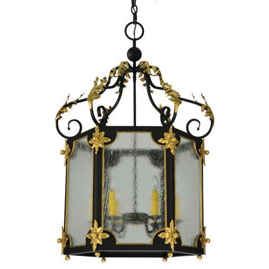 2nd Ave Lighting Ganser 25" Wide Lantern Pendant in Blackwash With Gold Accents