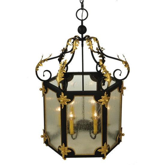 2nd Ave Lighting Ganser 25" Wide Lantern Pendant in Blackwash With Gold Accents