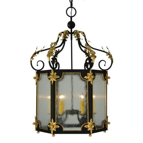 2nd Ave Lighting Ganser 25" Wide Lantern Pendant in Blackwash With Gold Accents