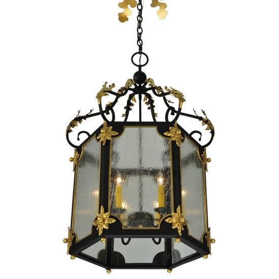 2nd Ave Lighting Ganser 25" Wide Lantern Pendant in Blackwash With Gold Accents