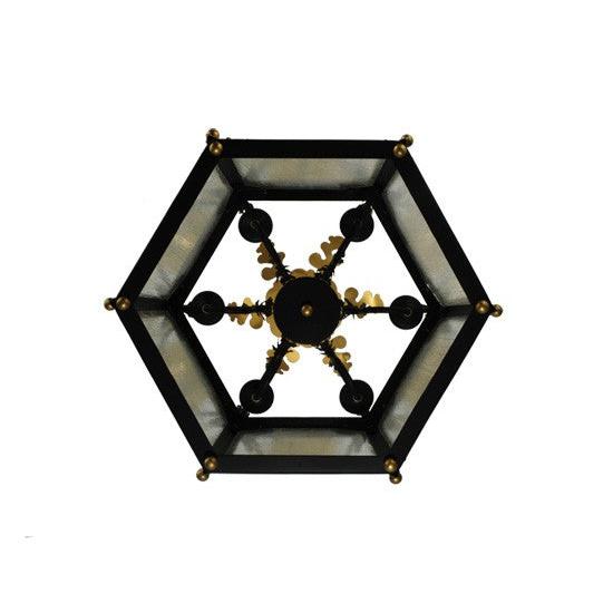 2nd Ave Lighting Ganser 25" Wide Lantern Pendant in Blackwash With Gold Accents