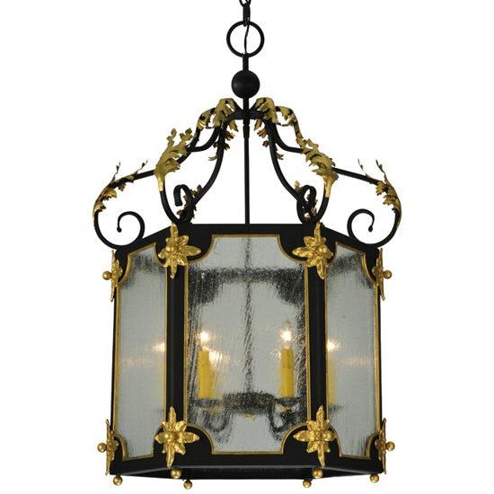 2nd Ave Lighting Ganser 25" Wide Lantern Pendant in Blackwash With Gold Accents