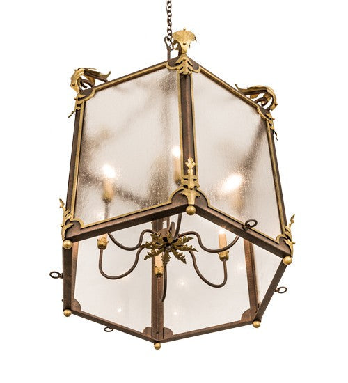 2nd Ave Lighting Ganser 34" Lantern Pendant in Gilded Tobacco Finish With Gold Highlights