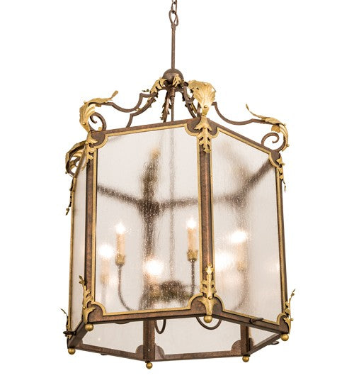 2nd Ave Lighting Ganser 34" Lantern Pendant in Gilded Tobacco Finish With Gold Highlights