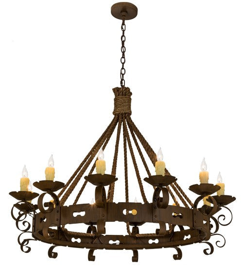 2nd Ave Lighting Goulaine Corde 48" Wide 12 Light Chandelier in Rustic Iron Finish