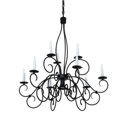 2nd Ave Lighting Grace 36" Wide 10 Light Two Tier Chandelier in Blackwash Finish