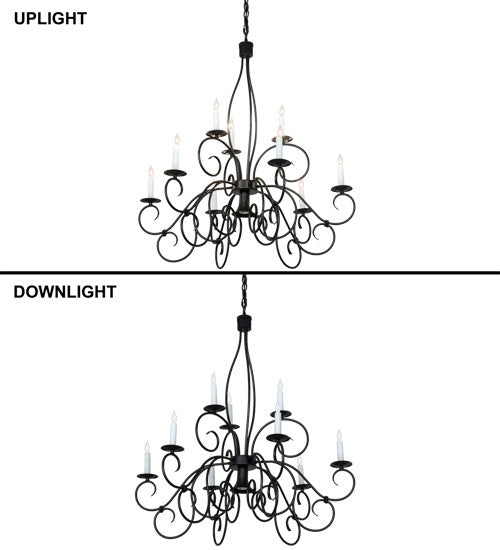 2nd Ave Lighting Grace 36" Wide 10 Light Two Tier Chandelier in Blackwash Finish