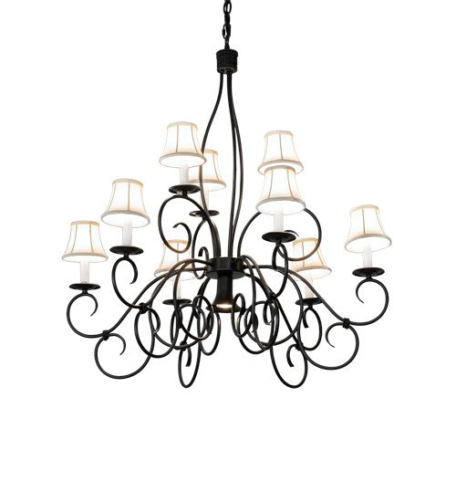 2nd Ave Lighting Grace 36" Wide 10 Light Two Tier Chandelier in Blackwash Finish