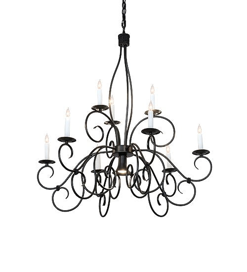 2nd Ave Lighting Grace 36" Wide 10 Light Two Tier Chandelier in Blackwash Finish