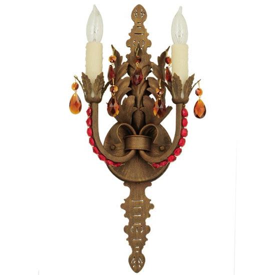 2nd Ave Lighting Grosetto 9" Wide 2 LT Crystal Wall Sconce in Cortez Gold