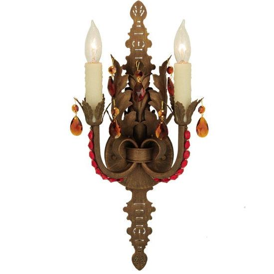 2nd Ave Lighting Grosetto 9" Wide 2 LT Crystal Wall Sconce in Cortez Gold